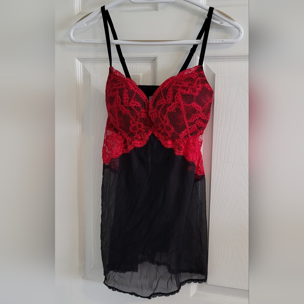 Black with red lace lingerie